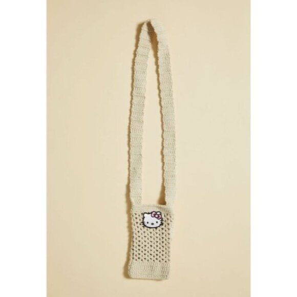 Hello Kitty Beige Crochet Crossbody Bag With Long Strap - Picture 3 of 8
